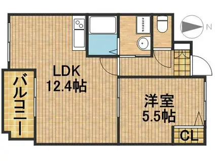 ザ・レジデンス元魚(1LDK/6階)の間取り写真