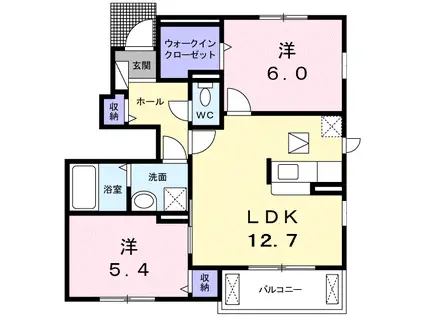 クオーレKT(2LDK/1階)の間取り写真