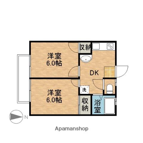 ハッピータウン A(2DK/2階)の間取り写真