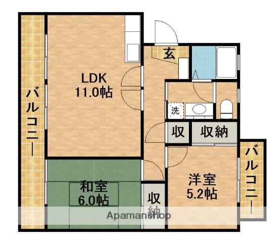 パークアベニュー(2LDK/3階)の間取り写真