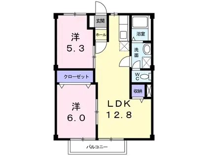 ニューシティK(2LDK/2階)の間取り写真