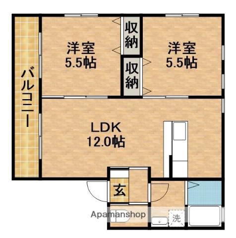 アイリス(2LDK/1階)の間取り写真