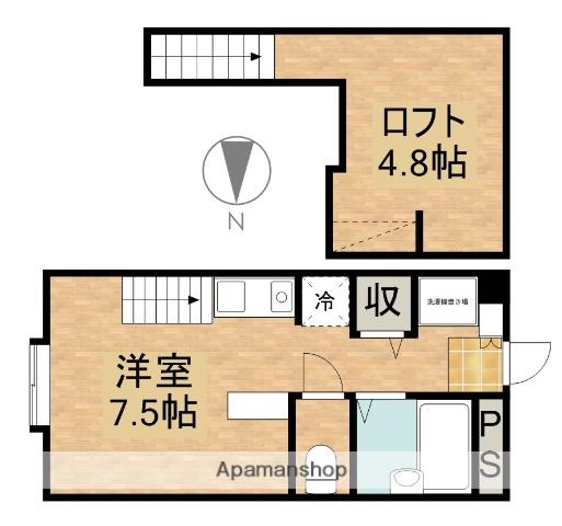 ミューズイン高塚(1K/2階)の間取り写真