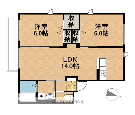 TONⅠ(2LDK/2階)の間取り写真