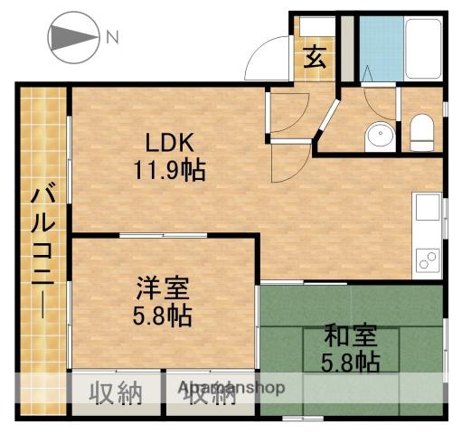 T・TOWNロワール(2LDK/2階)の間取り写真