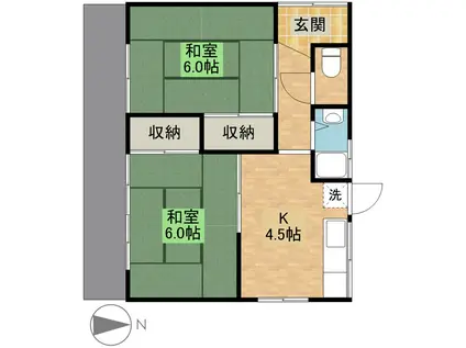 東海道本線 浜松駅 バス乗車時間:35分 荻野原橋バス停で下車 徒歩8分 1階建 築52年(2K)の間取り写真