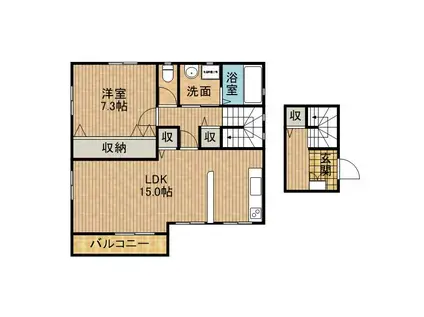 道悦アパート(1LDK/2階)の間取り写真