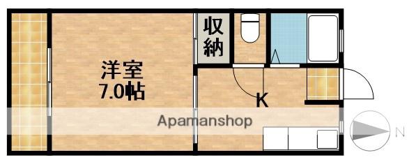 ハイツグランチャB(1K/2階)の間取り写真