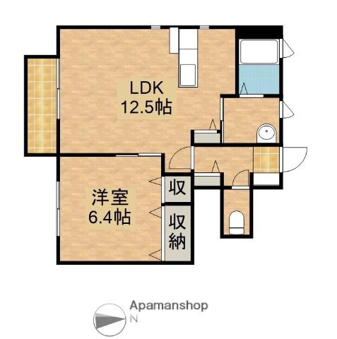 エルノルテ誠和D(1LDK/1階)の間取り写真