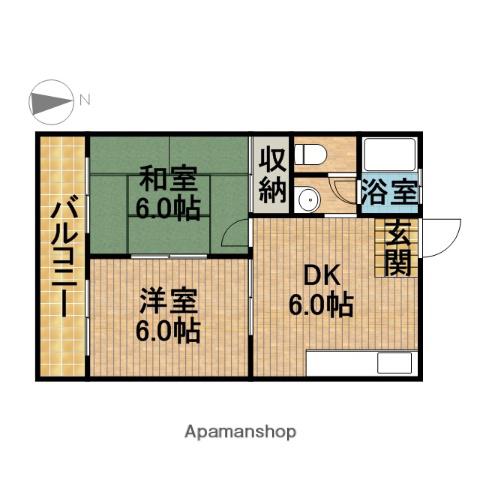 アーバンハイツ大石(2DK/2階)の間取り写真