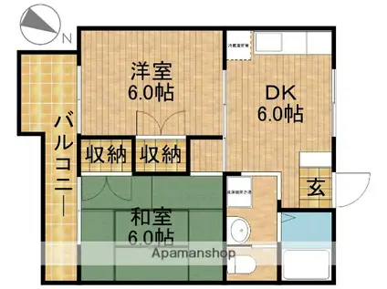 リバーイースト(2DK/1階)の間取り写真