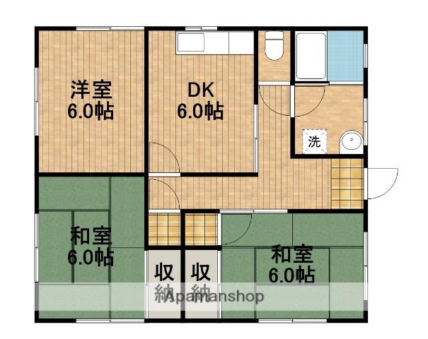 東海道本線 袋井駅 徒歩31分 1階建 築30年(3DK)の間取り写真