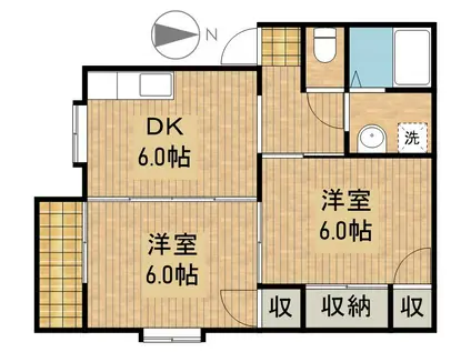 グランデーヌMS C(2DK/2階)の間取り写真