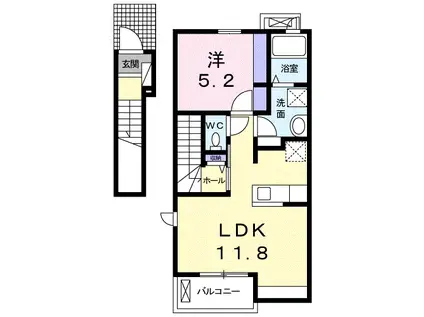プライムキューブ千草(1LDK/2階)の間取り写真