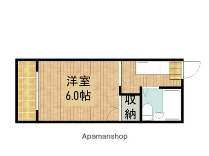 スクエア国安E棟(1K/2階)の間取り写真