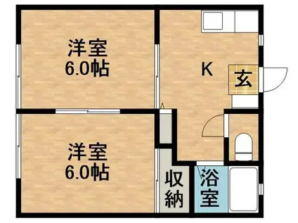 サンビレッジOGASA A棟(2K/1階)の間取り写真