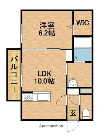 CASA IN COLLINA(1LDK/3階)の間取り写真