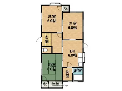 東海道本線 袋井駅 徒歩25分 1階建 築31年(3DK)の間取り写真