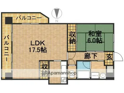 ヴェルメゾン浜松(1LDK/4階)の間取り写真