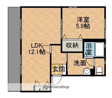 アルナージささがせB(1LDK/1階)の間取り写真