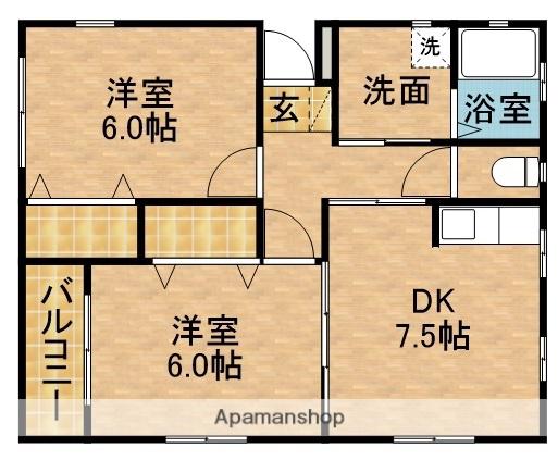 大空ビル(2DK/3階)の間取り写真