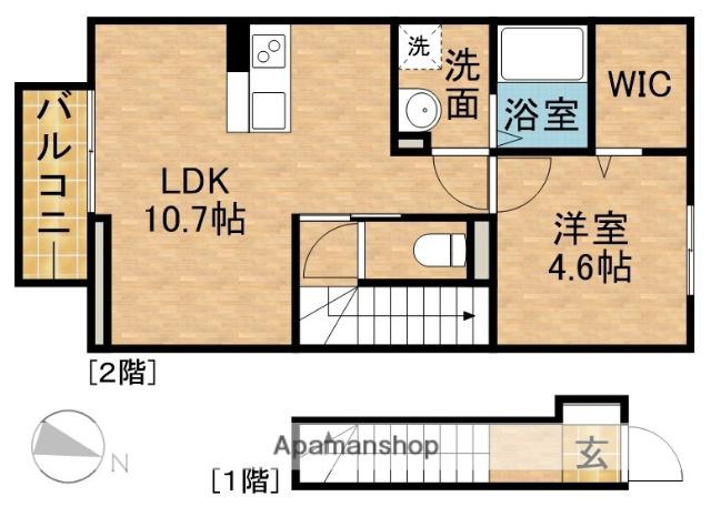D-HILLS三方原(1LDK/2階)の間取り写真
