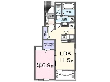 メゾン・ド・エクセレンスⅦ A(1LDK/1階)の間取り写真