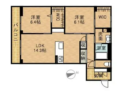 LE CHAINON(2LDK/3階)の間取り写真