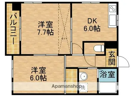 富塚アクシス(2DK/2階)の間取り写真