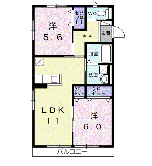 サンライトEYハイム(2LDK/2階)の間取り写真