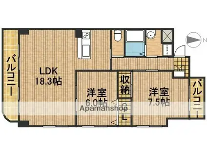ロイヤルステージ(2LDK/3階)の間取り写真