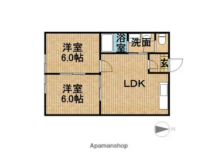 スカイハイツ(2LDK/1階)の間取り写真