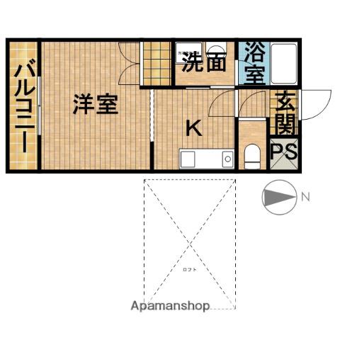 ララヒルズ PART1(1K/2階)の間取り写真