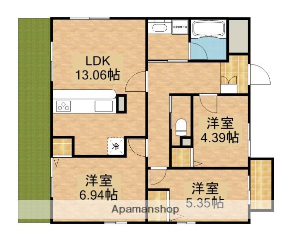 アートピア西都台(3LDK/1階)の間取り写真