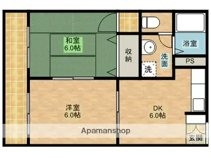 ストークハイムⅡ(2DK/1階)の間取り写真