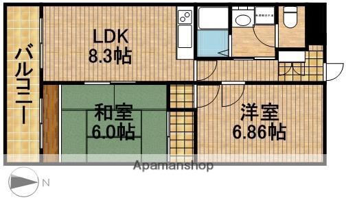 クレール・トヨダ(2DK/6階)の間取り写真