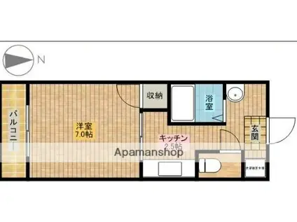 レイクルイーズ(1K/3階)の間取り写真