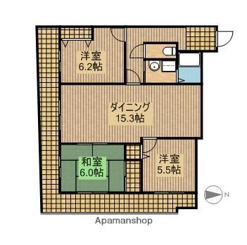 ライフ第5マンション大平台(3LDK/2階)の間取り写真