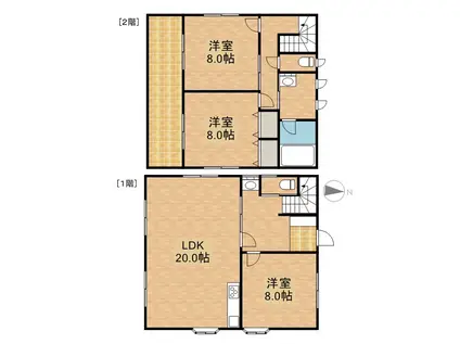 東海道本線 浜松駅 バス乗車時間:16分 西若林バス停で下車 徒歩10分 2階建 築34年(3LDK)の間取り写真