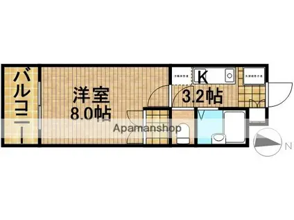 エスポワール二俣(1K/2階)の間取り写真