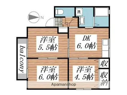 プリシエール(3DK/2階)の間取り写真