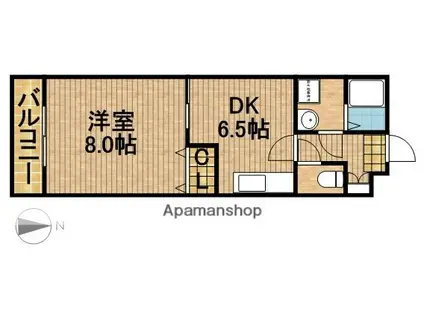 プロスペール半田山(1DK/1階)の間取り写真