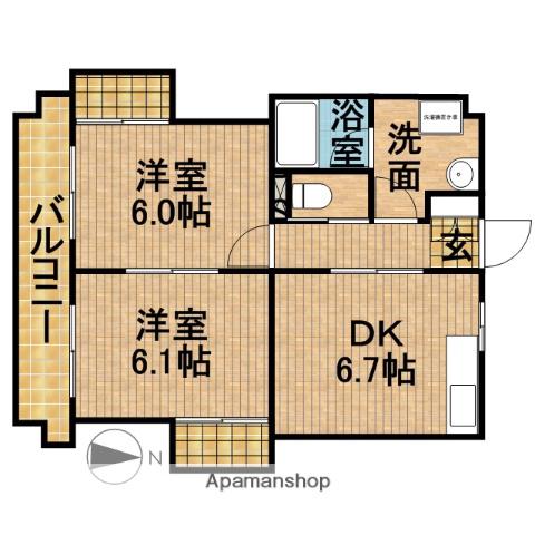 リビエールⅡ(2DK/1階)の間取り写真