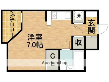 メッセ幸(ワンルーム/4階)の間取り写真