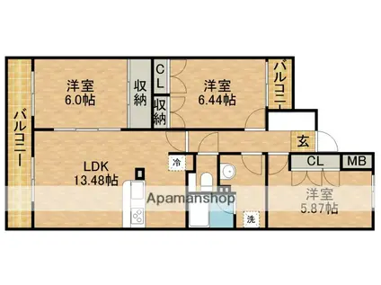 ブライティ広沢(3LDK/3階)の間取り写真