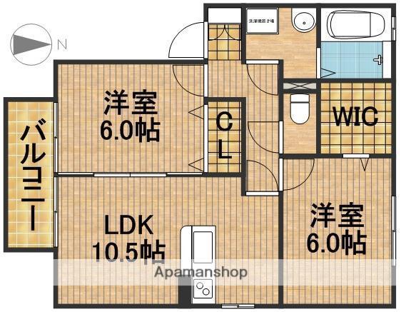 ボナールSⅢ B(2LDK/1階)の間取り写真