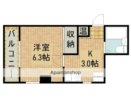 ルミシアⅡ(1K/6階)の間取り写真