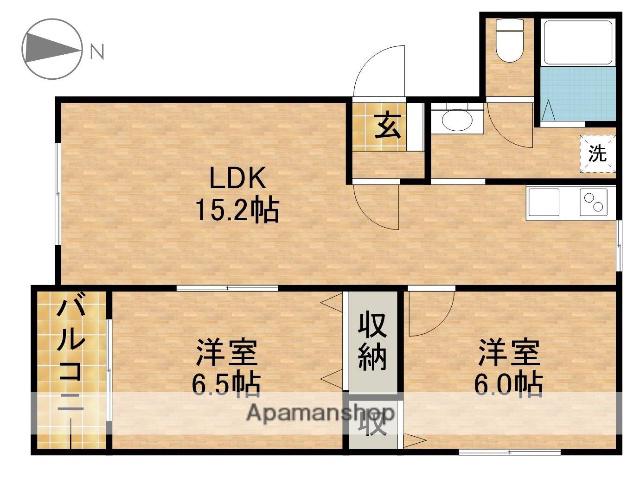 ピュアライフみをつくし(2LDK/1階)の間取り写真