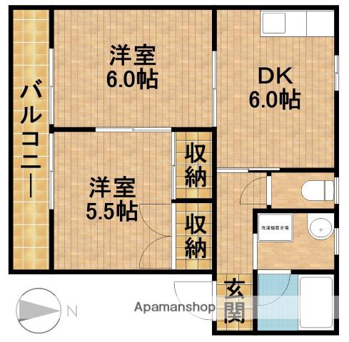 クローバーA(2DK/2階)の間取り写真