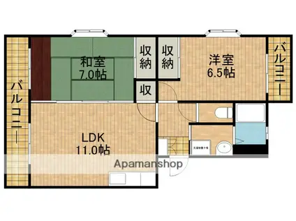 アクシア飯田(2LDK/1階)の間取り写真
